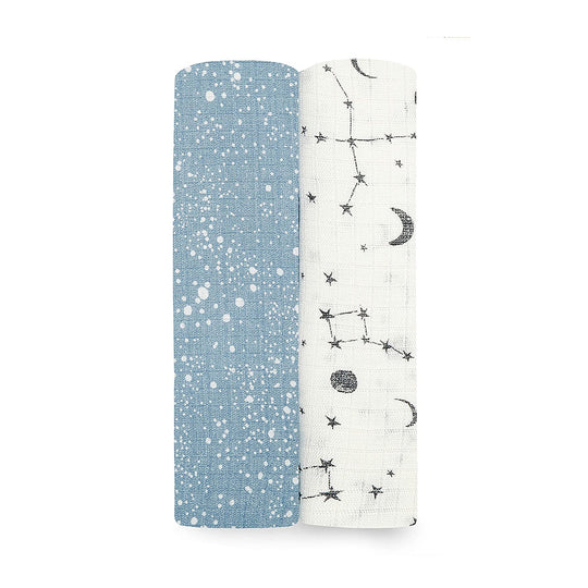 ESSENTIAL SILKY SOFT SWADDLE-COSMIC GALAXY 2 PCS/PACK