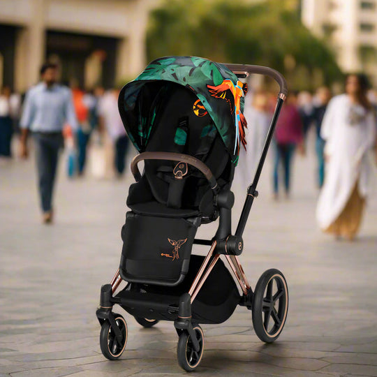 cybex birds of paradise car seat PRAIM CHASSIS ROSE GOLD AND SEAT PACK