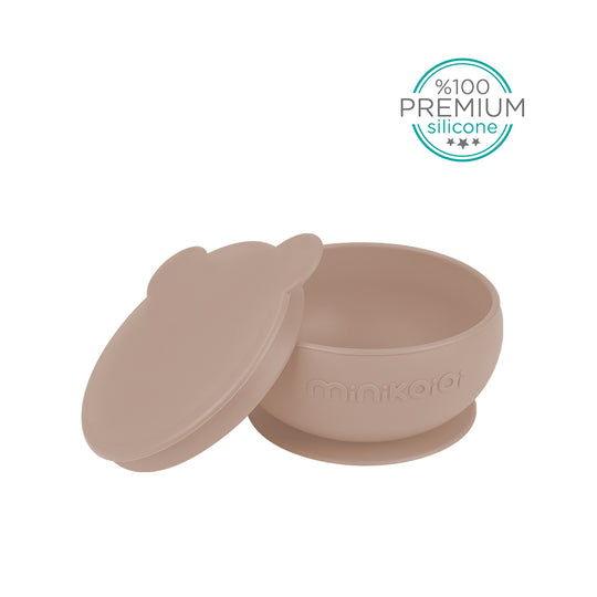 SILICONE BOWLY WITH LID BUBBLE BEIGE