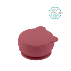 SILICONE BOWLY WITH LID ROSE